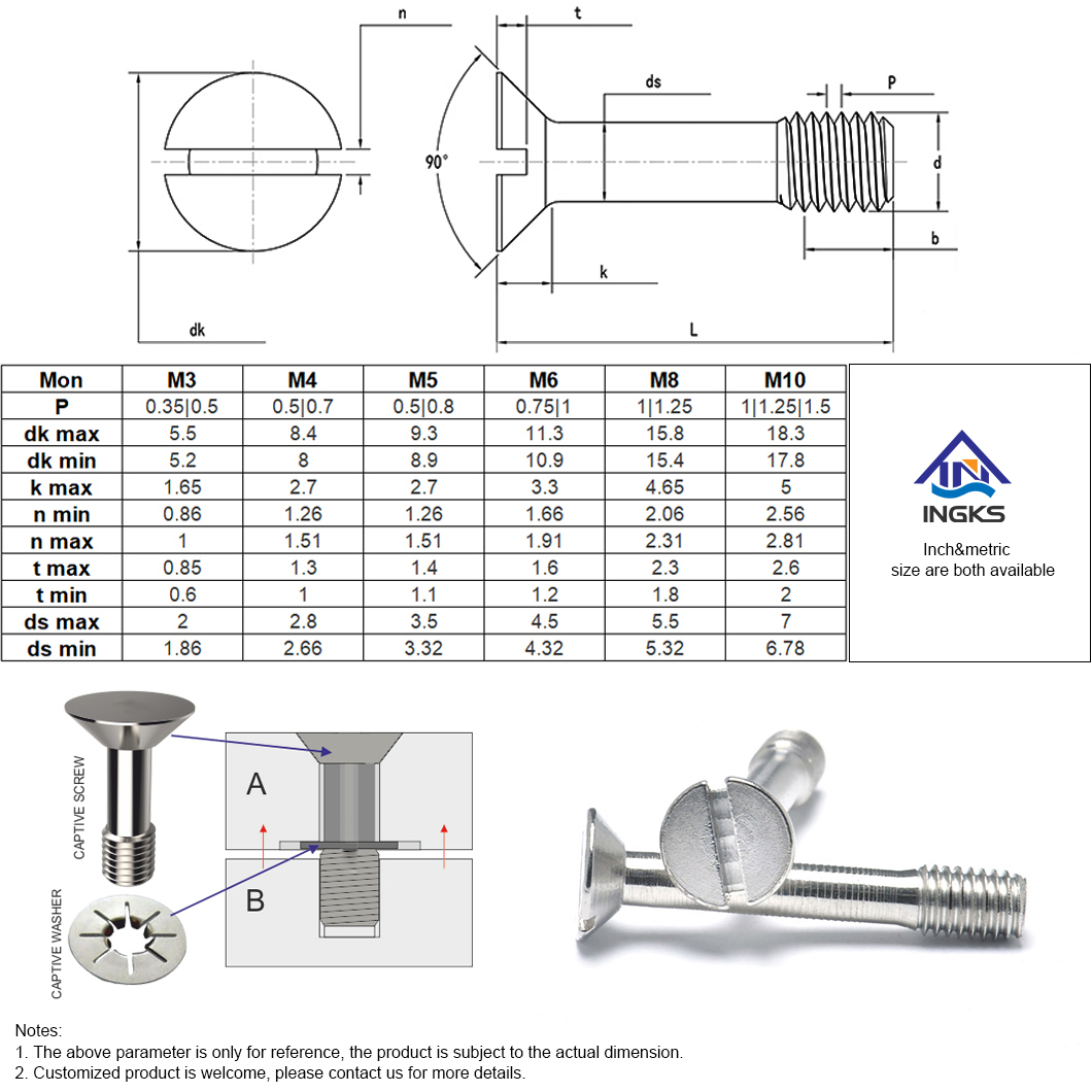 Tornillos cautivos de cabeza CSK ranurada-5B-1