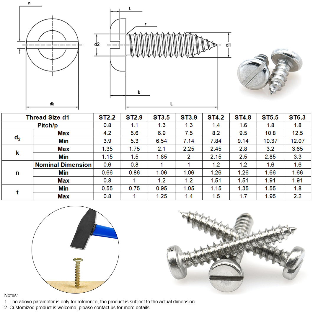 Tornillo de rosca de cabeza plana ranurada de acero inoxidable 18-8 304 316 (2)