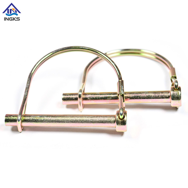 Pasador de bloqueo redondo tipo D de acero, amarillo zinc