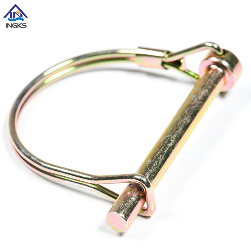 Pasador de bloqueo redondo tipo D de acero, amarillo zinc