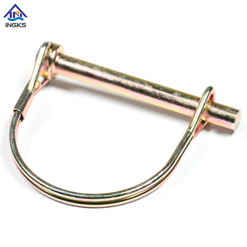 Pasador de bloqueo redondo tipo D de acero, amarillo zinc