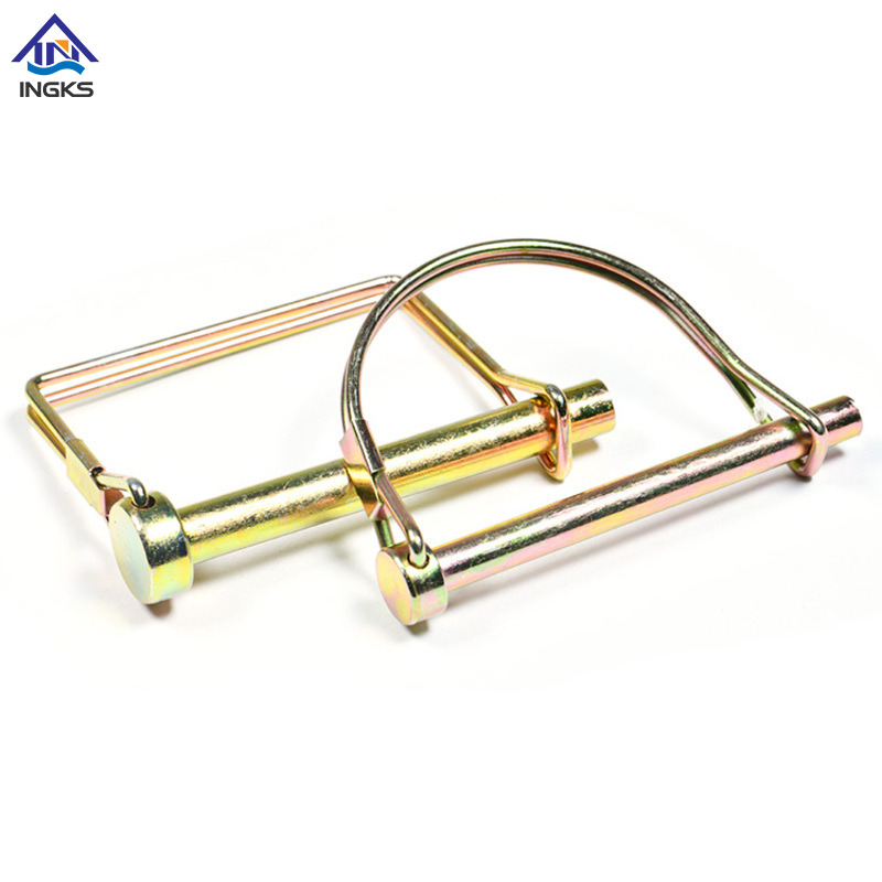 Pasador de bloqueo redondo tipo D de acero, amarillo zinc