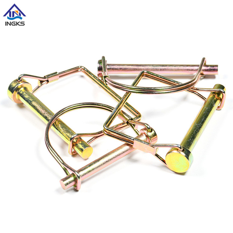 Pasador de bloqueo redondo tipo D de acero, amarillo zinc